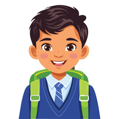 Obraz premium Illustration of a sick boy wearing a school uniform smiling