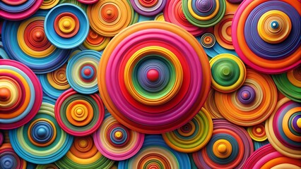 Fototapeta premium Abstract Colorful Concentric Circles Background Pattern Design - Vibrant Graphic Art Illustration for Modern Decor and Digital Media Use