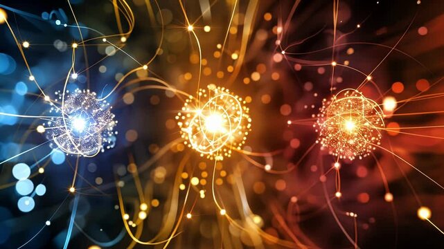 A digital illustration featuring three distinct sets of particles representing the different lepton generations.
