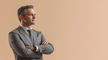 Businessman in a Suit, Looking Off to the Side