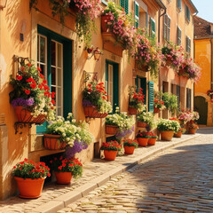 Naklejka premium street in the old town of island