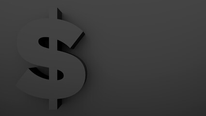 Image dollar symbol on black background black friday with space for copyspace. Concept: black friday, shopping, commerce, e-commerce.