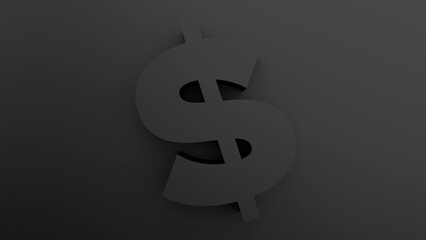 Image dollar symbol on black background black friday with space for copyspace. Concept: black friday, shopping, commerce, e-commerce.