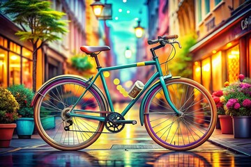 A Detailed Illustration of a Hybrid Bicycle Showcasing Modern Design Features, Versatility, and Eco-Friendly Aspects for Cycling Enthusiasts and Urban Commuters