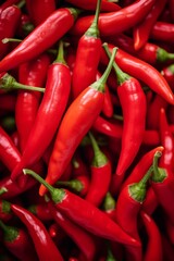 A close up of a pile of red chili peppers.
