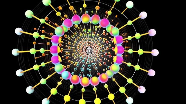 A topdown view of a QCD lattice with each point representing a particle and its color indicating its type.