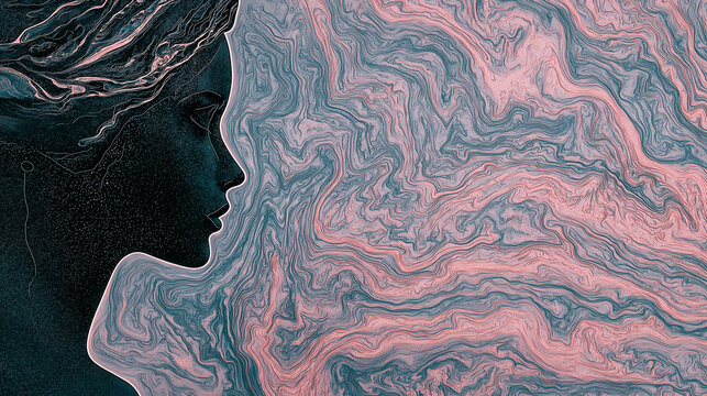 Abstract astrological design, woman feeling space