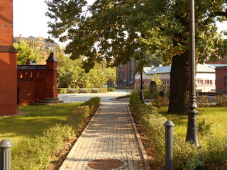 Buildings and yard on the grounds of the Medical University of Wrocław, Poland.