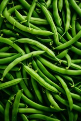 A close-up shot of a bunch of fresh, green string beans.