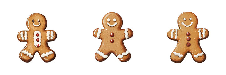 A gingerbread man with a bow tie isolated on transparent background 