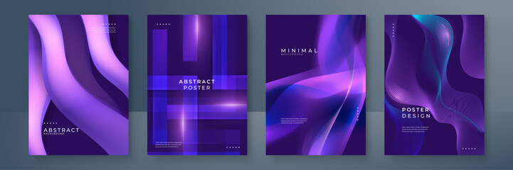 Modern Abstract Poster Set With Vibrant Gradient Designs