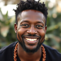 Portrait of happy african young man