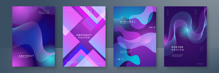 Modern Abstract Poster Set With Vibrant Gradient Designs