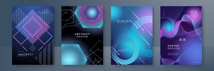 Modern Abstract Poster Set With Vibrant Gradient Designs