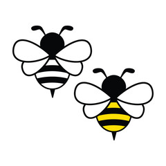 Bee icon, honey bee vector illustration