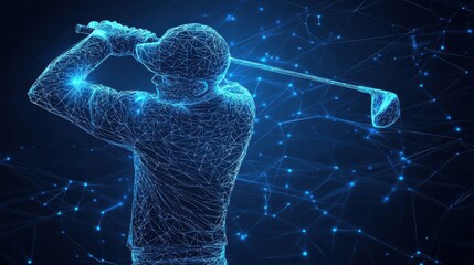Explore the dynamic world of abstract geometric golf with glowing blue lines to enhance your visual experience
