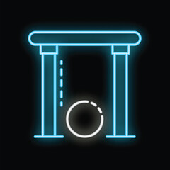 Glowing neon line punching bag icon isolated on black background, a vector illustration for your design needs