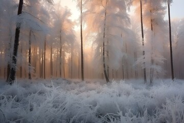 misty morning in the forest