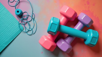 Fitness Equipment on Vibrant Abstract Background