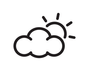 Vector Simple Cloud And Sun Icon Symbol. Cloud And Sun Outline