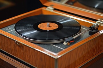 Vintage record player playing a vinyl record: a nostalgic journey into music