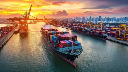 Fototapeta premium Consultants present effective strategies for mitigating trade barriers in global shipping operations