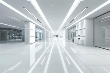 Modern interior of a minimalistic spacious retail store
