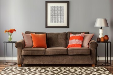 Modern composition of a living room mock up