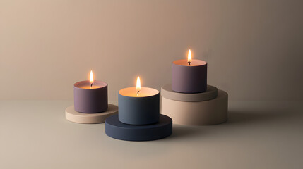 Tranquil Candle Arrangement with Future Dusk Color Palette and Earthy Accents for Modern Decor