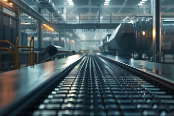 Empty factory production line belt