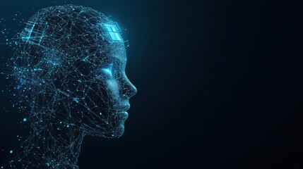 Explore the future of medicine with doctor icon in glowing blue geometry representing modern healthcare innovations