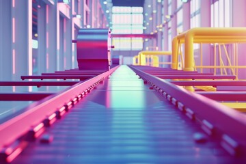 Empty factory production line belt