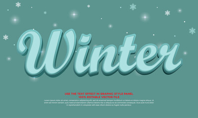 04 winter 3d text effect with cold ice theme. typography template for winter event