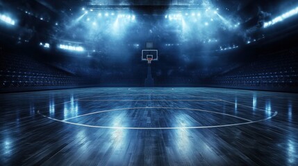 Empty Basketball Court at Night