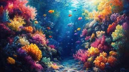 Naklejka premium Vibrant Underwater Coral Reef