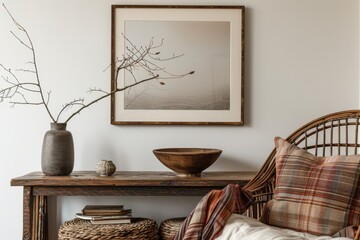 Minimalistic composition of sitting room interior
