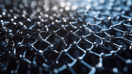 3D Rendering of Carbon Nanotube Network: Atomic Structure, Hexagonal Lattice, Molecular Bonds, Nanoscale Technology, Science Background