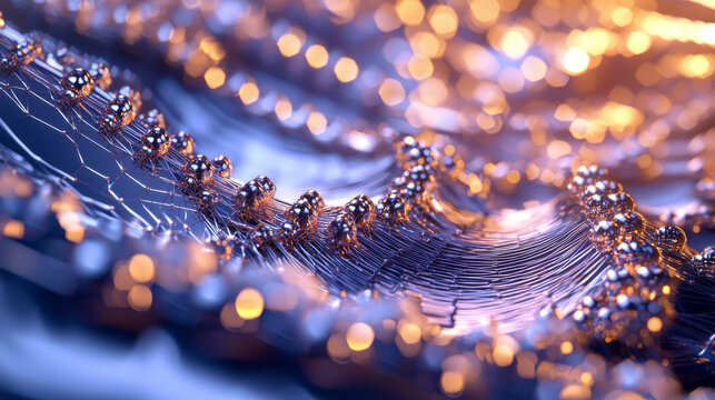 Nanoscale Spintronics Device: 3D Rendering, Metallic Spheres, Network Structure