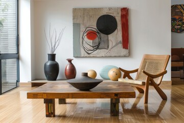 Minimalistic composition of sitting room interior