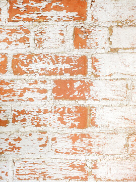 Chipped white paint brick wall background