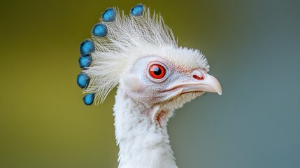 White Vulturine Guineafowl with Blue Crest