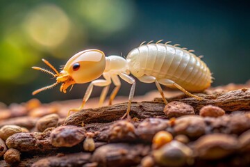 Architectural Photography of Isolated Termite White Ant in Natural Habitat, Capturing Intricate Details of Structure and Texture, Perfect for Educational and Research Purposes