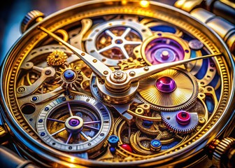 Fototapeta premium Architectural Photography of Intricate Watch Mechanisms: A Close-Up Exploration of Precision Engineering in Timepieces Capturing the Artistry and Craftsmanship Behind Horology