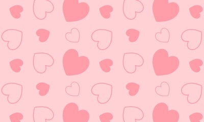 Repeating raster pattern with pink hearts on a pink background