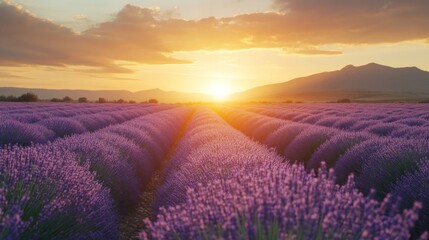 Sunset over Lavender Fields