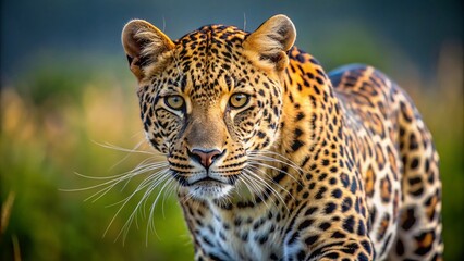 Obraz premium A Striking Mounted Leopard Specimen in a Naturalistic Hunting Pose, Showcasing Detailed Fur Patterns and Lifelike Features for Wildlife Enthusiasts and Collectors