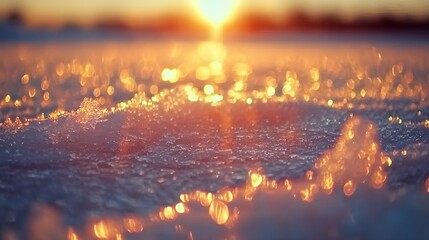 Winter reflection on frozen lake with morning light(04)