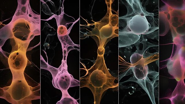 A series of images capturing the degradation and reformation of the nuclear envelope during apoptosis or programmed cell death.