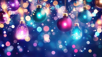 Fototapeta premium Glowing christmas ornaments in monochromatic hues with soft warm light against dark background