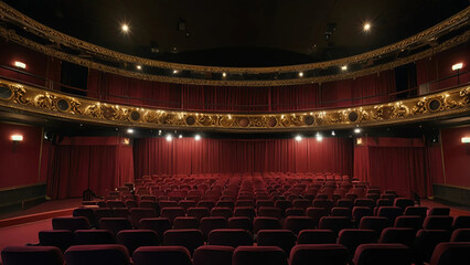 Empty comfortable red seats in cinema